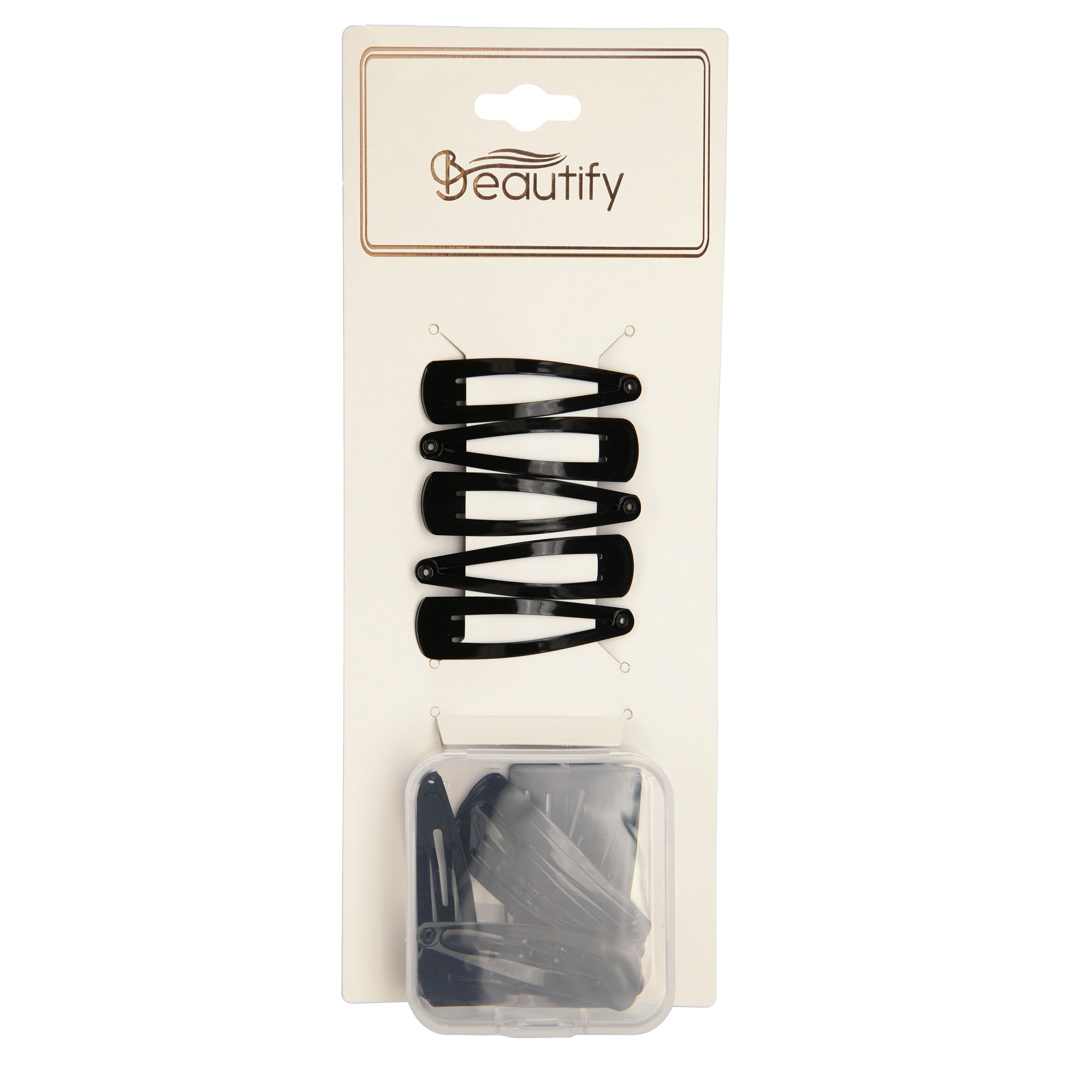 20pc 4.8cm black square head snap clips (glossy & matt)