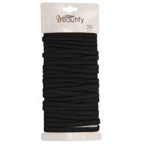 30pcs all black flat metal-clasped elastics