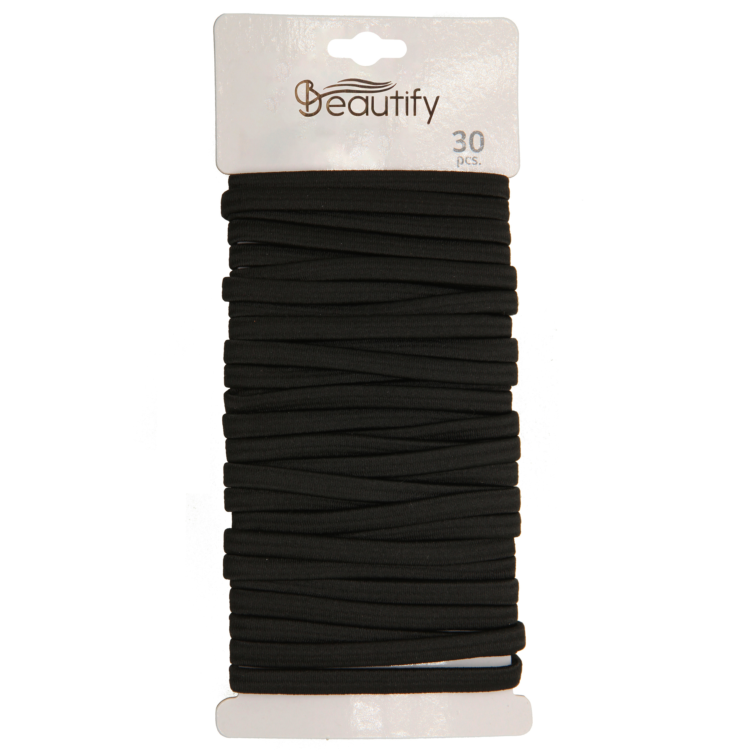30pcs all black flat metal-clasped elastics