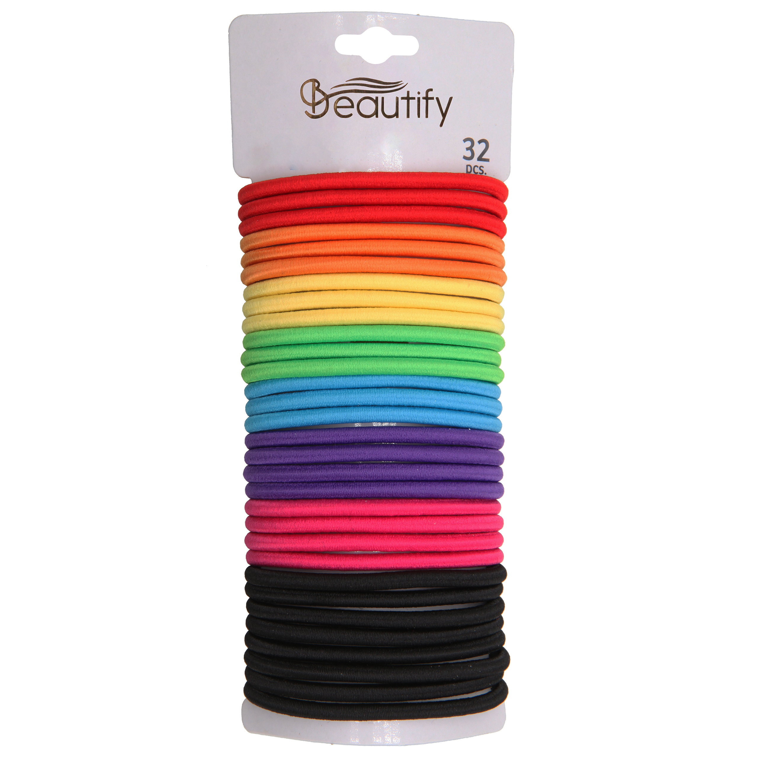 32pcs 4mm round solid color heather elastics