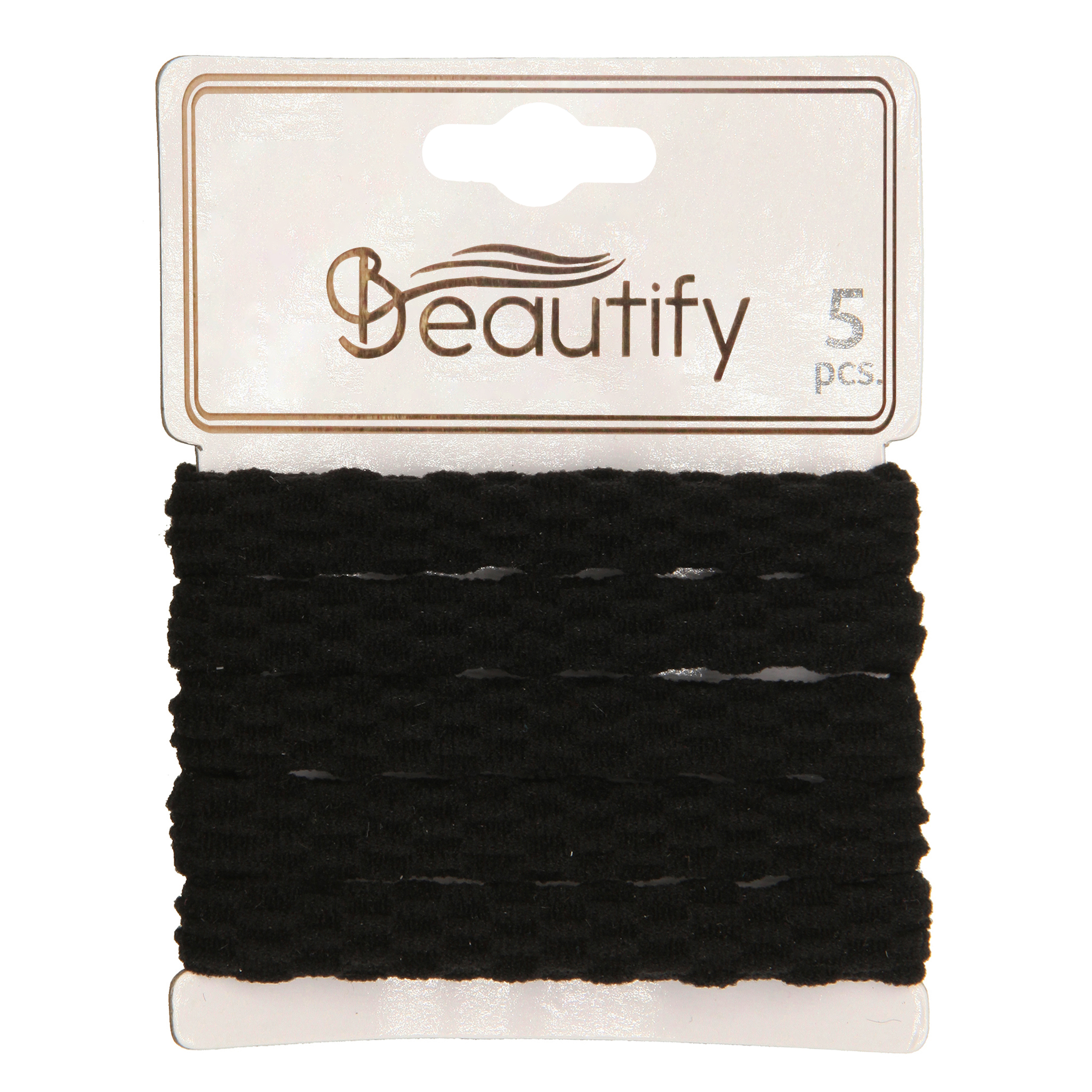 5pcs spotted pattern terry elastics- black nylon