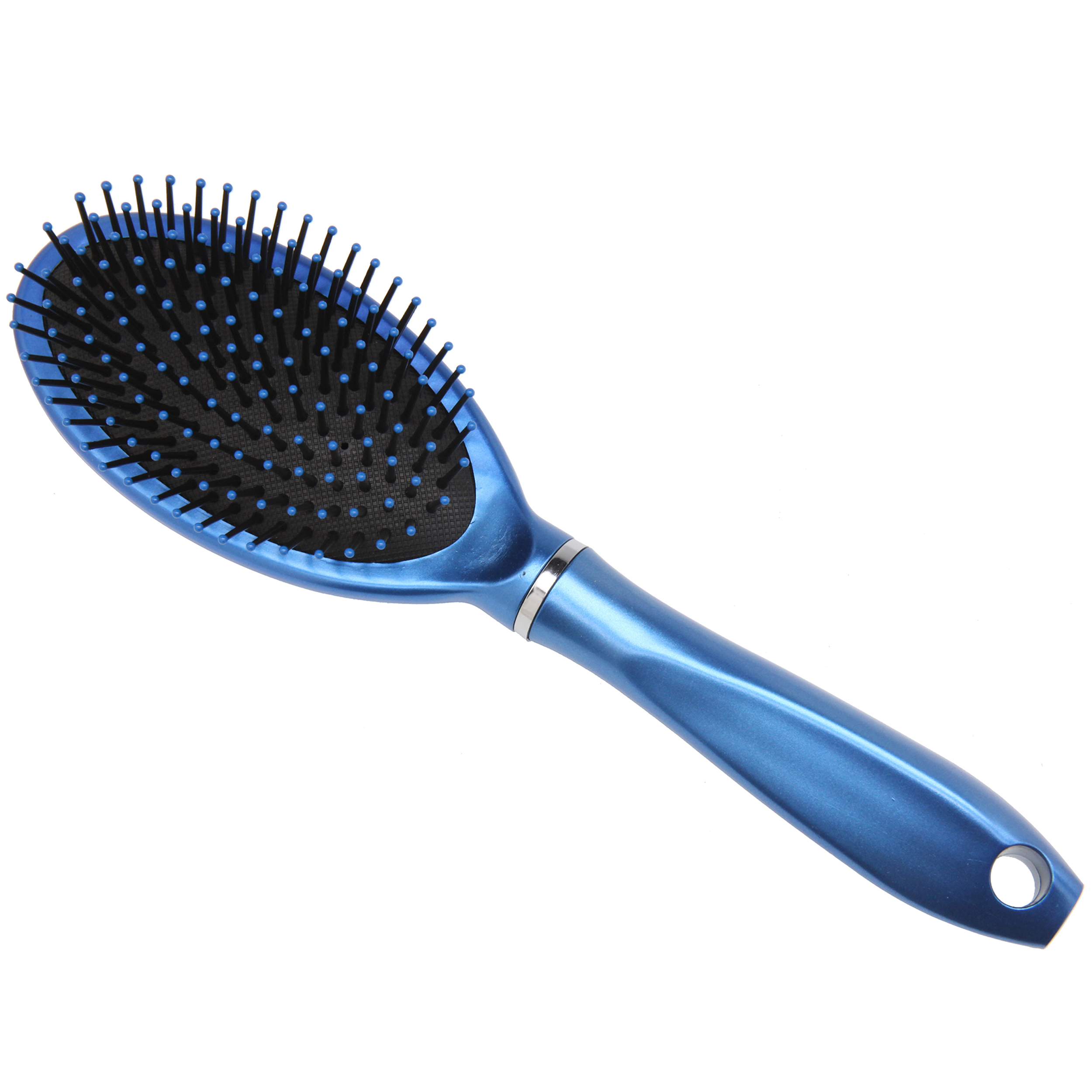 METALLIC HANDLE HAIR BRUSH MULTI-COLORS