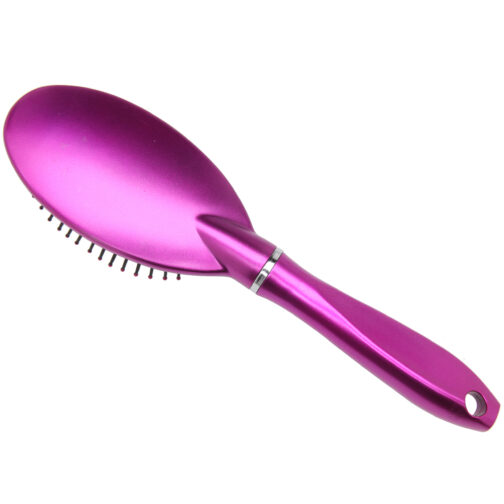METALLIC HANDLE HAIR BRUSH MULTI-COLORS - Image 3