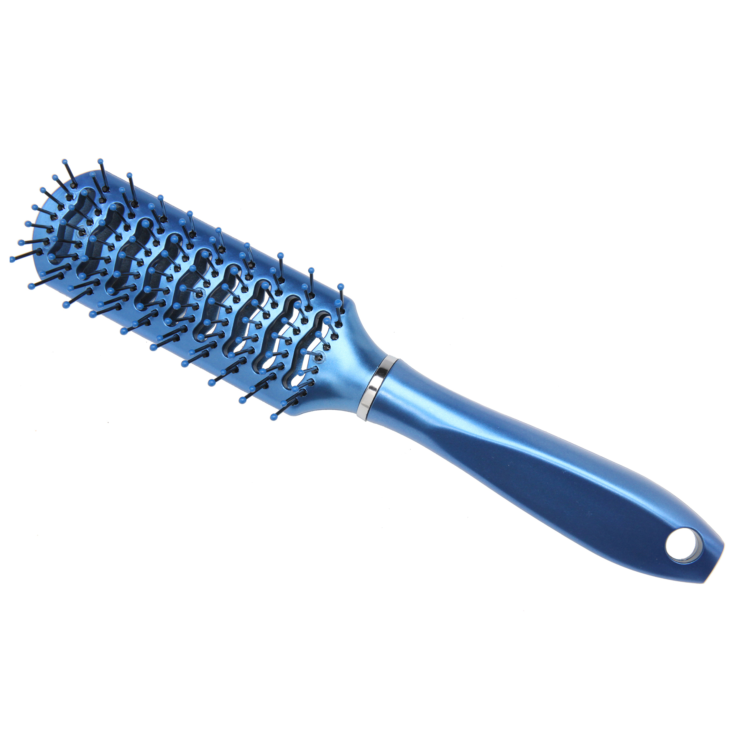 METALLIC HANDLE HAIR BRUSH MULTI-COLORS