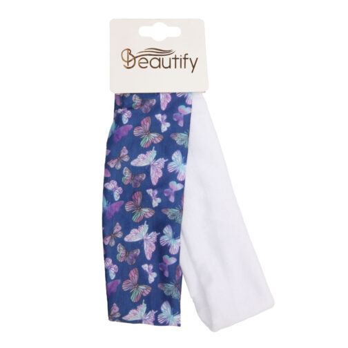 1PC BUTTERFLY PRINTED HEADWRAPS AND 1PC WHITE HEADWRAPS SET - Image 3