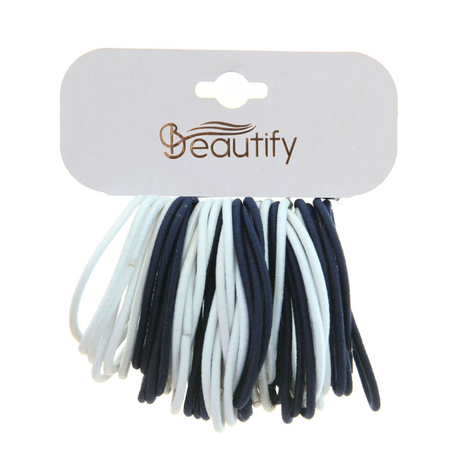 60 PC NAVY AND WHITE ELASTICS