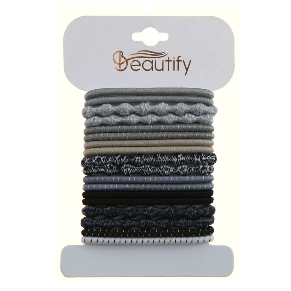 18PC  ELASTICS (6 PC TEXTURED AND 12PC SOLIDS)