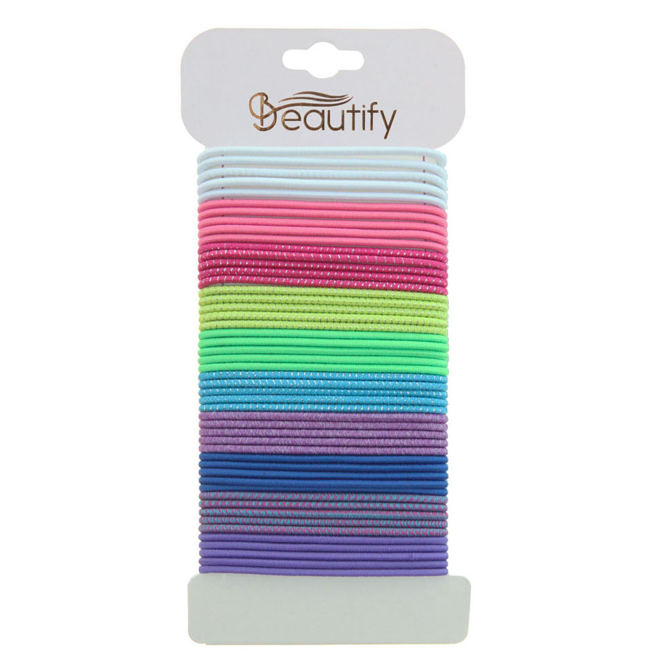 100 PCS 2MM ELASTIC PONY HOLDERS (HALF BRIGHTS AND HALF BLACK)