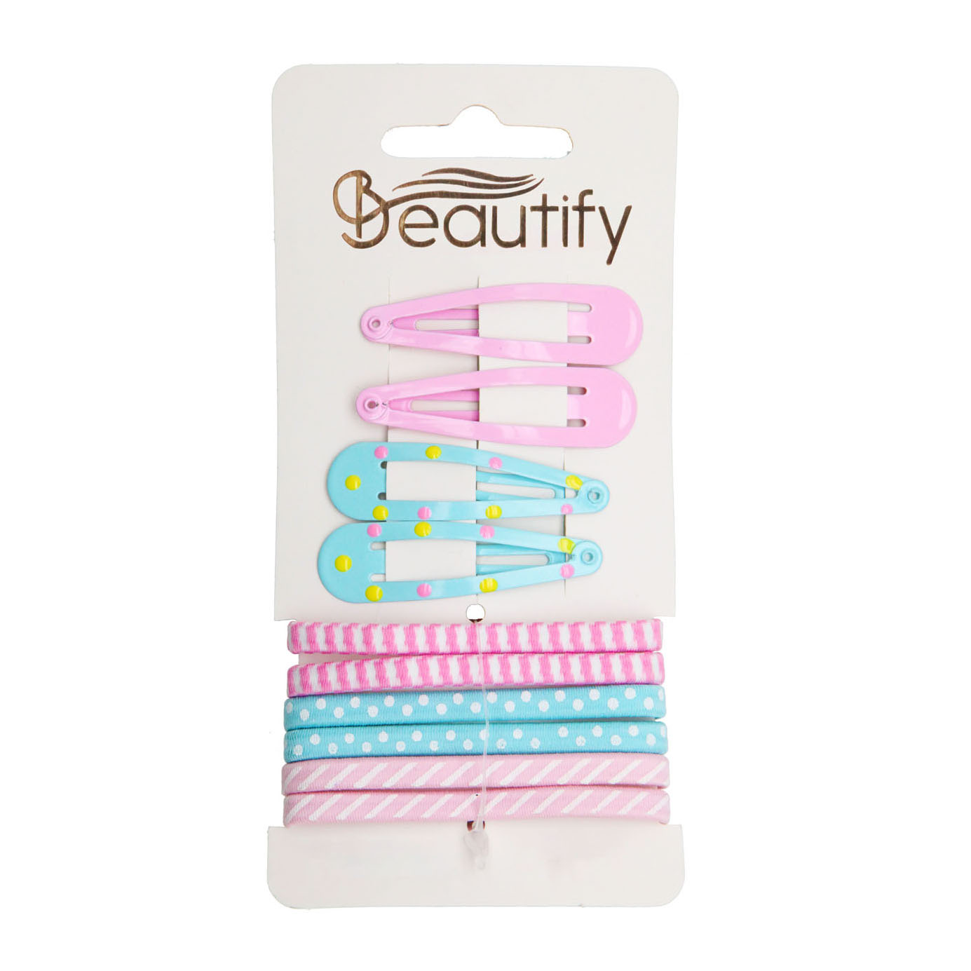 10PC HAIR ASSORTMENT(6PCS ELASTICS +6PCS CLIPS)